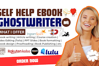 write self help, mental health ebook, workbook, online course, ebook writer