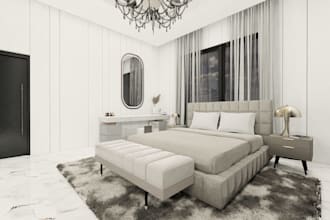 provide bedroom interior design with lighting