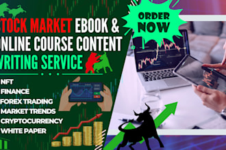write stock market ebook, online course content, and do video course using tella