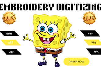 do expert embroidery digitizing logo, into dst, pes, jef, emb format