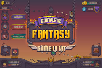 design call to action game UI and ux,  menus, buttons, icons for you
