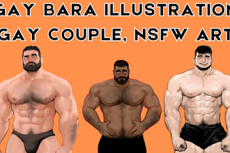 draw gay bara, bara nsfw, anime gay couples, bara illustration, nsfw art
