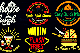 design restaurant, pizza, bbq, burger, drink, catering,food logo
