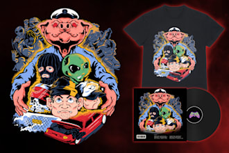 draw cover art album, caricature, hip hop rap music