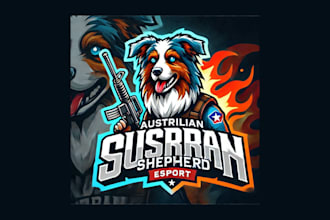 do creative australian shepherd mascot logo in two days