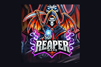 make unique reaper mage esport mascot logo for your company
