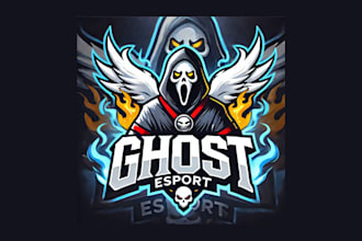 do modern ghost esport mascot logo with express delivery
