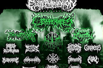design a slamming death metal logo font with chrome
