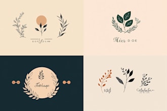 design botanical boho fine line minimalist logo design
