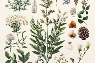 draw botanical illustrations of flowers and plants