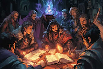 draw a dnd party and d and d character art illustration