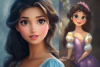 unique style a disney portrait cartoon from photos