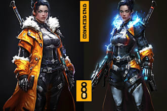 draw sci fi , cyberpunk , mecha, fantasy character design