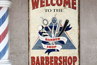 create a custom modern barber shop logo for you
