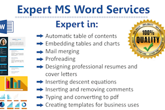 create, format, edit and proofread your microsoft word documents