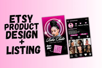 set up your etsy shop, digital products, social media posts and business card