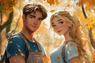 draw you a beautiful portrait in disney cartoon style
