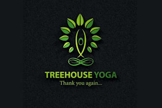 design clean crisp modern tree house yoga logo