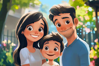 design a professional disney family portrait