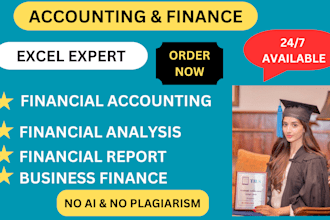 do accounting and finance assignments, financial analysis report, excel projects