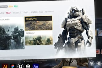 design professional aaa game UI UX, hud, assets for PC and console