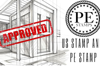 provide florida pe stamp, architectural stamp, USA stamp, city permit floor plan