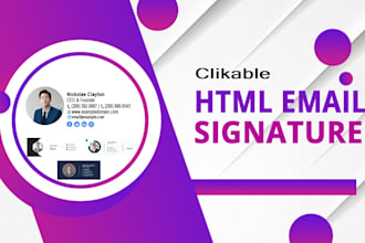 make clickable HTML email signature for gmail, outlook etc