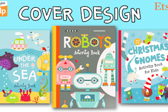 create kids activity and coloring book cover design for amazon KDP