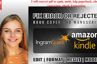 resize or redesign existing ebook kdp cover acx audio book paperback formatting
