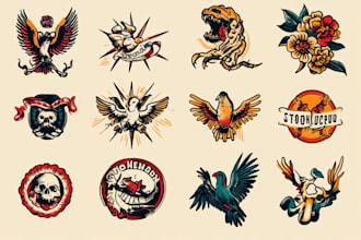 create a traditional or old school style tattoo design