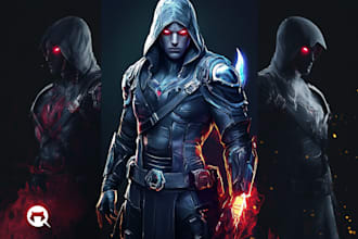 design cyberpunk and fantasy character splash art
