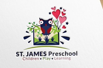 do kids baby store childcare education logo design