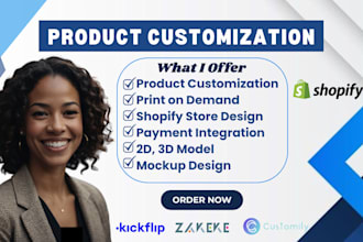 setup customily kickflip zakeke 2d 3d product customization and design shopify
