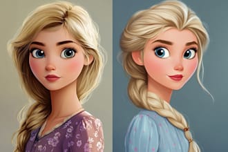 paint your cartoon portrait in disney style