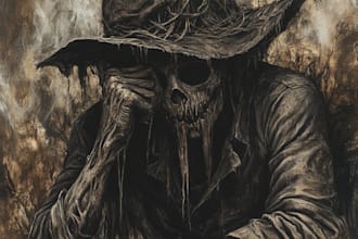 make detailed dark, horror, metal, creepy art illustration