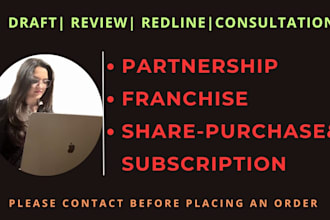 draft partnership, franchise, share purchase, subscription, agreement