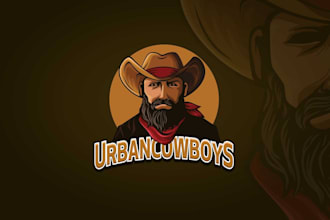 design a vintage mascot character western cowboy logo