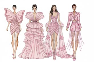 draw dress design, fashion illustration, wedding dress
