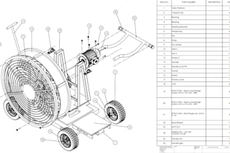make assembly drawing for manufacturing and fabrication 2d and 3d