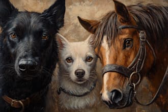 watercolor portrait of your pet dog, cat, horse etc