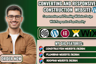 design plumbing, roofing, construction, electrician, hvac, handyman, wix website