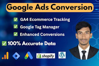 set up google ads conversion tracking, ga4, GTM for wordpress or shopify