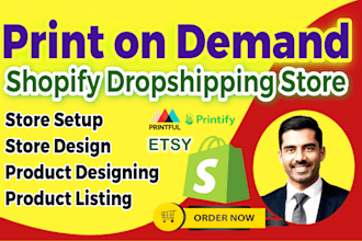 setup print on demand, shopify pod dropshipping store via printify, printful