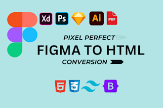 convert figma to html, psd to html with tailwind css responsive website html css
