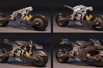 model 3d motorcycle, rigging for racing game,bike wrap,3d animation,car remodel