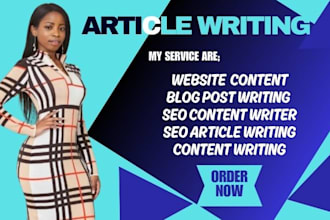 do SEO article writing, blog post writing, content writing, and blog writer