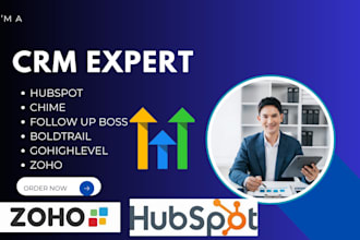 setup hubspot CRM, lofty, boldtrail, kvcore, follow up boss, chime, pipedrive