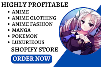 design anime shopify store anime clothing store anime fashion store dropshipping