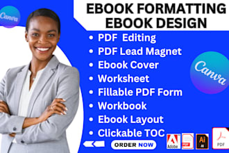 do canva ebook design, pdf lead magnet, workbook, and ebook formatting