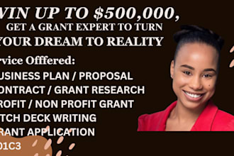 research grant, pitch deck business plan and write grant proposal, 501c3